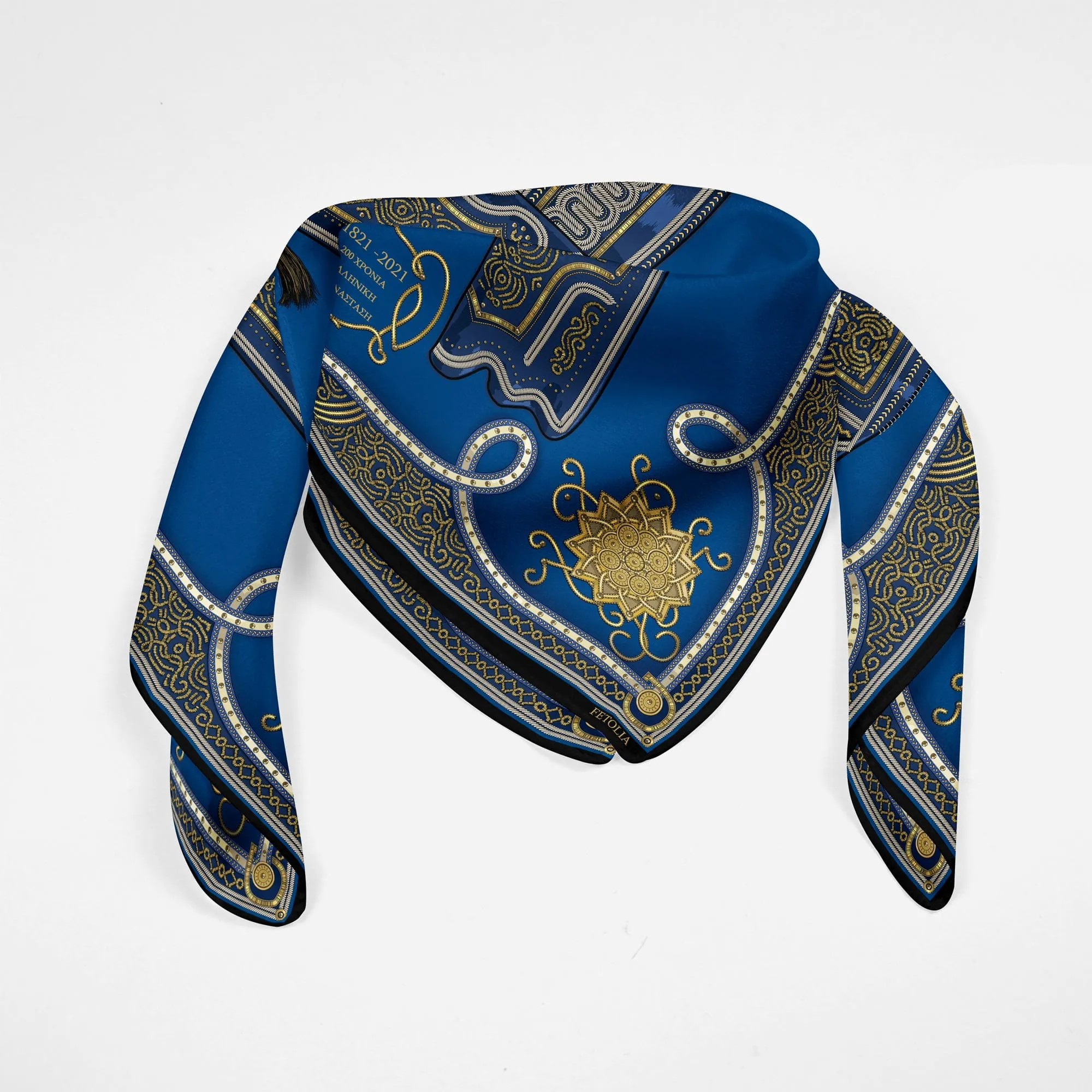 Evzonas - Blue - 100% Silk Scarf  Made in Italy