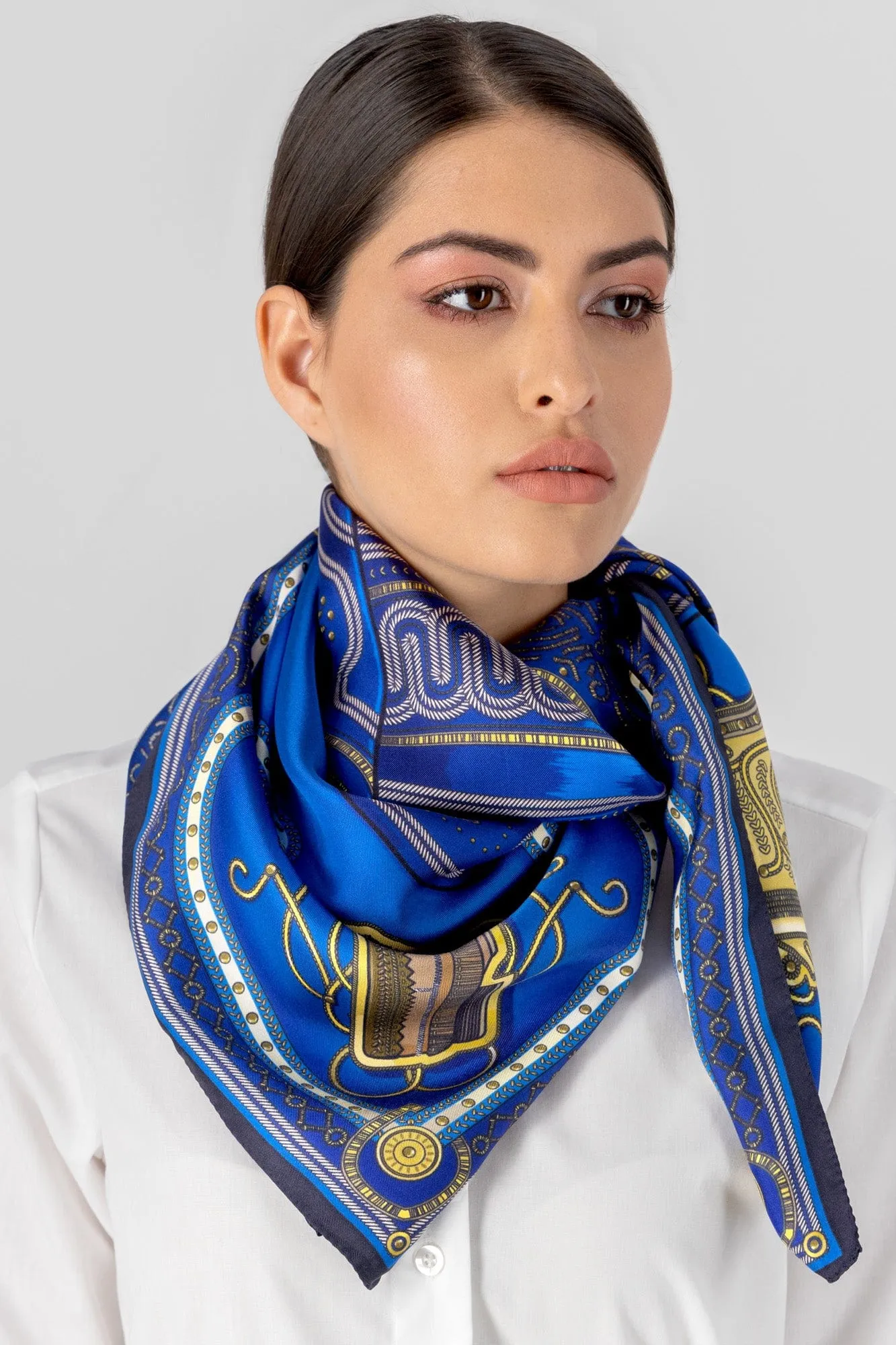 Evzonas - Blue - 100% Silk Scarf  Made in Italy