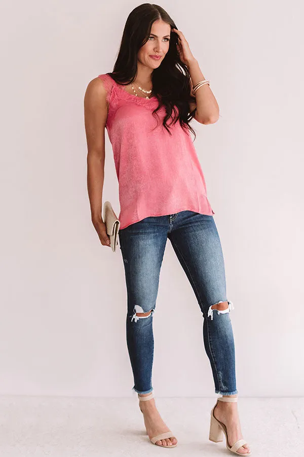 Express Yourself Lace Shift Tank in Pink