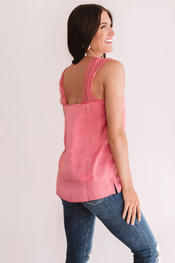 Express Yourself Lace Shift Tank in Pink