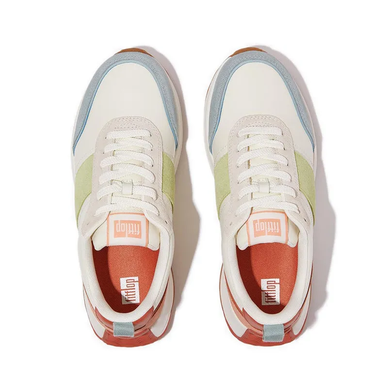 F-Mode Flow Suede-Mix Flatform Sneakers - Apricot Mix