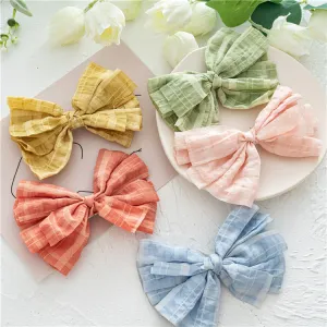 Girl Children's Cloth Barrettes Bow Candy Color