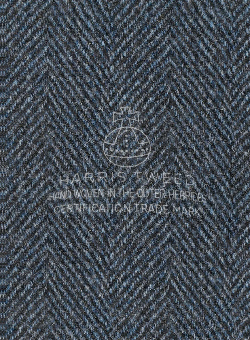 Harris Tweed Wide Herringbone Blue Pants