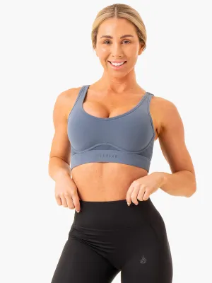 Heighten High Impact Sports Bra - Steel Blue