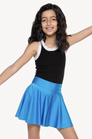 High Shine Mid Waist Skater Skort - Electric Blue