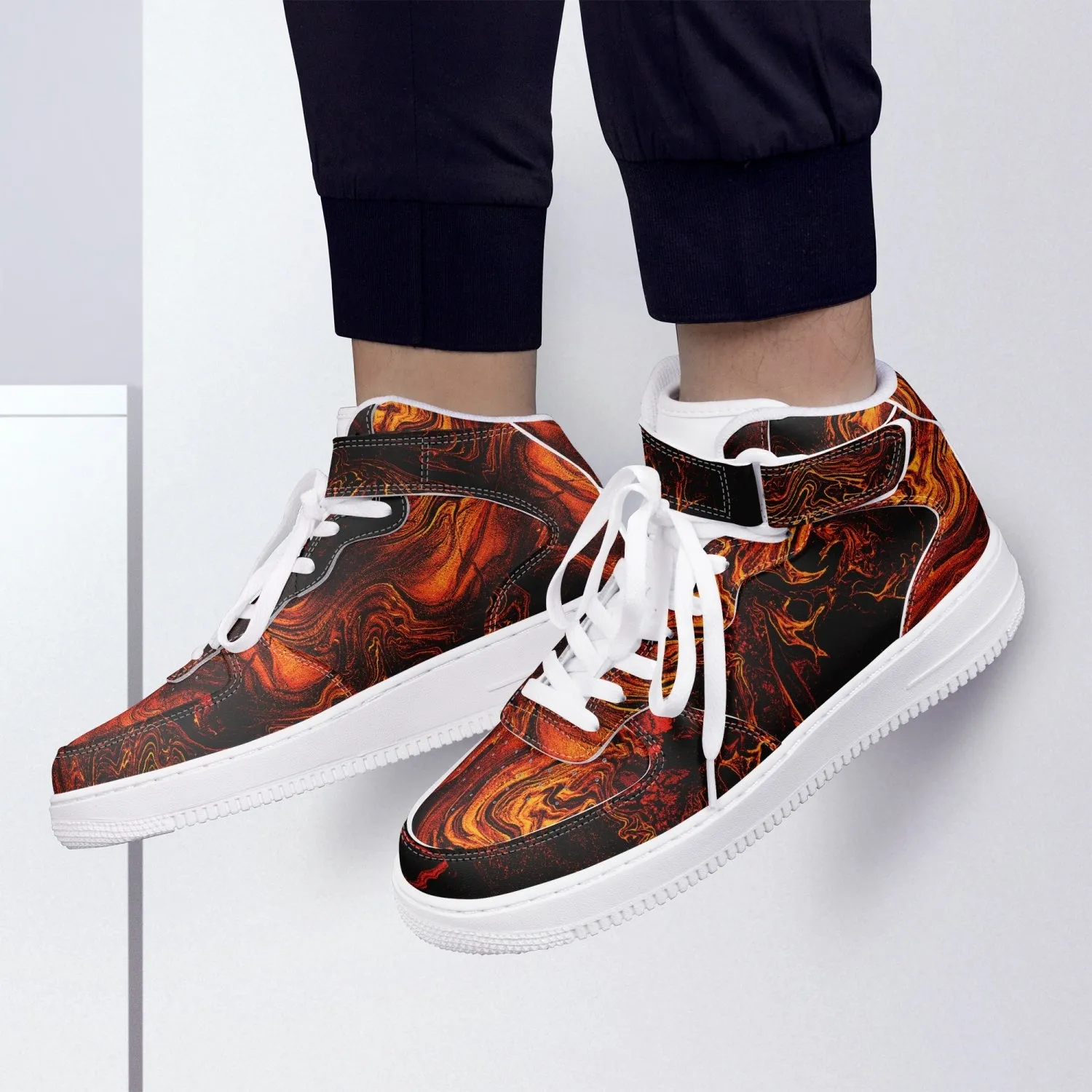 High-Top Leather Sports Sneakers