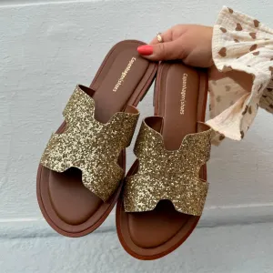 Ivy slippers gold glitter