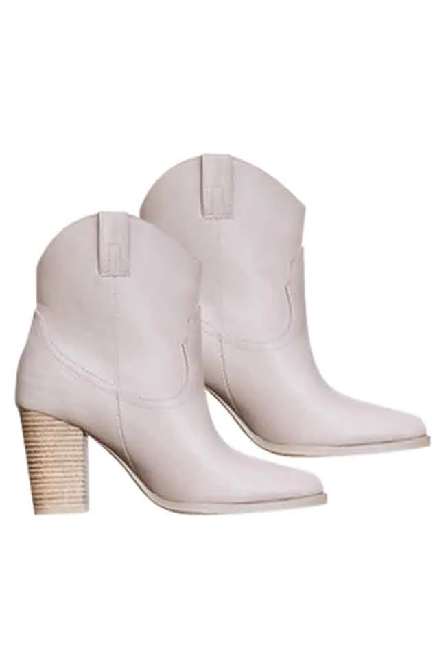 Jaylee Taupe Rounded Toe Western Style Booties FINAL SALE