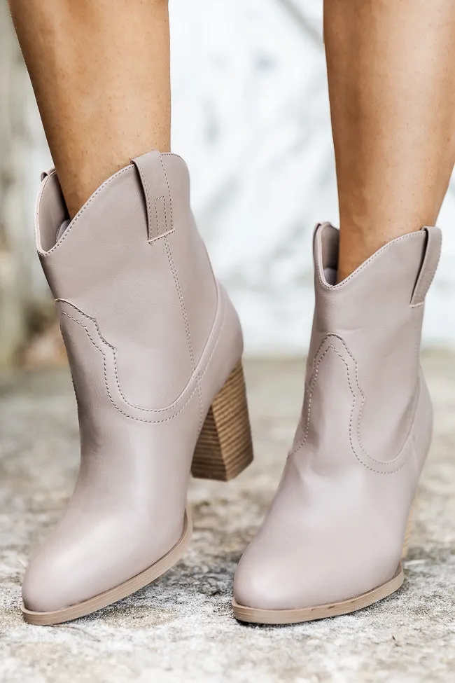 Jaylee Taupe Rounded Toe Western Style Booties FINAL SALE