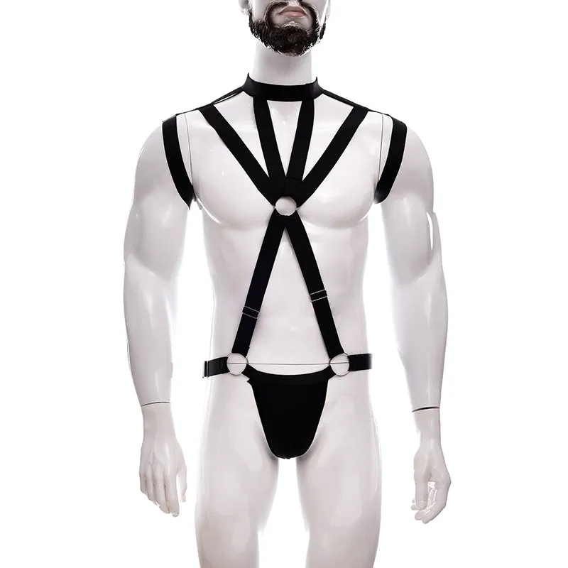 Kink Body Strap Harness | Black | Bulge Pouch | Adjustable Free Size