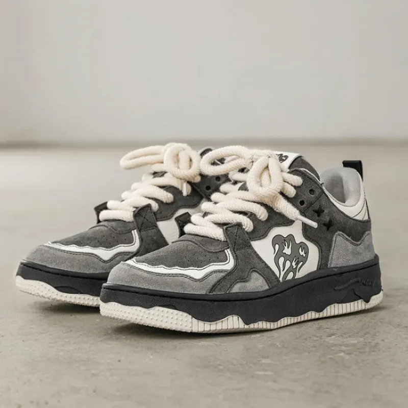 Korean Gray Flame Vintage Sneakers