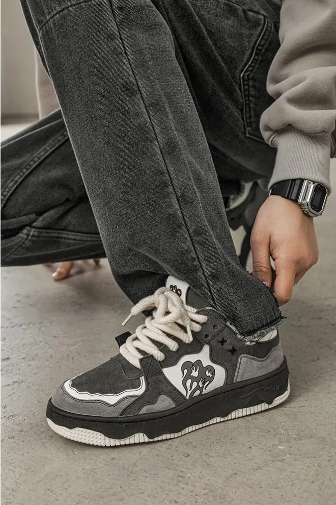 Korean Gray Flame Vintage Sneakers