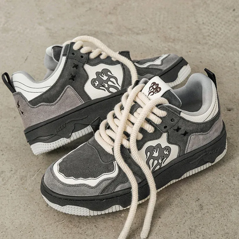 Korean Gray Flame Vintage Sneakers