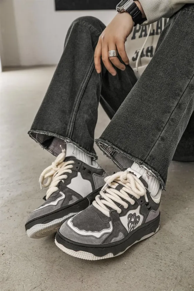 Korean Gray Flame Vintage Sneakers