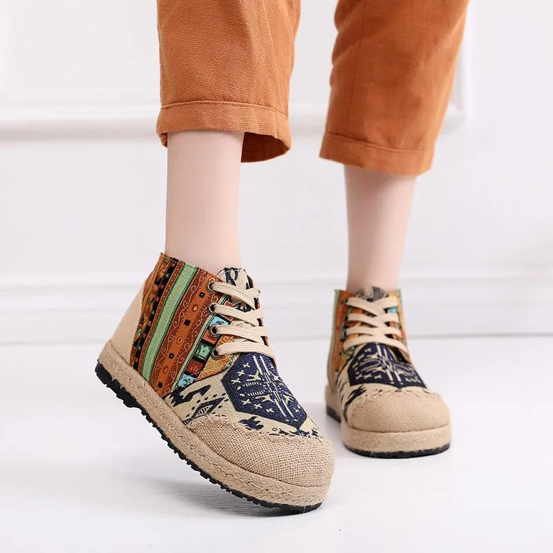 Linen Canvas Lace Up Shoes