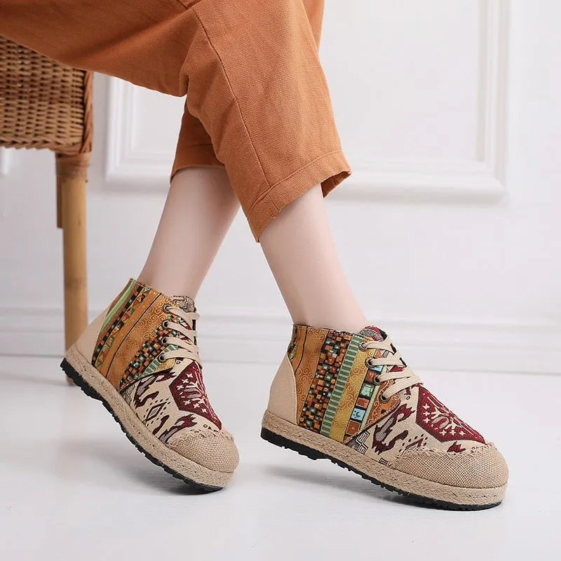 Linen Canvas Lace Up Shoes