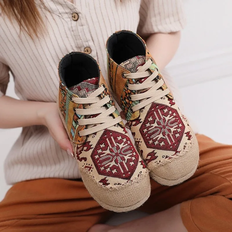 Linen Canvas Lace Up Shoes