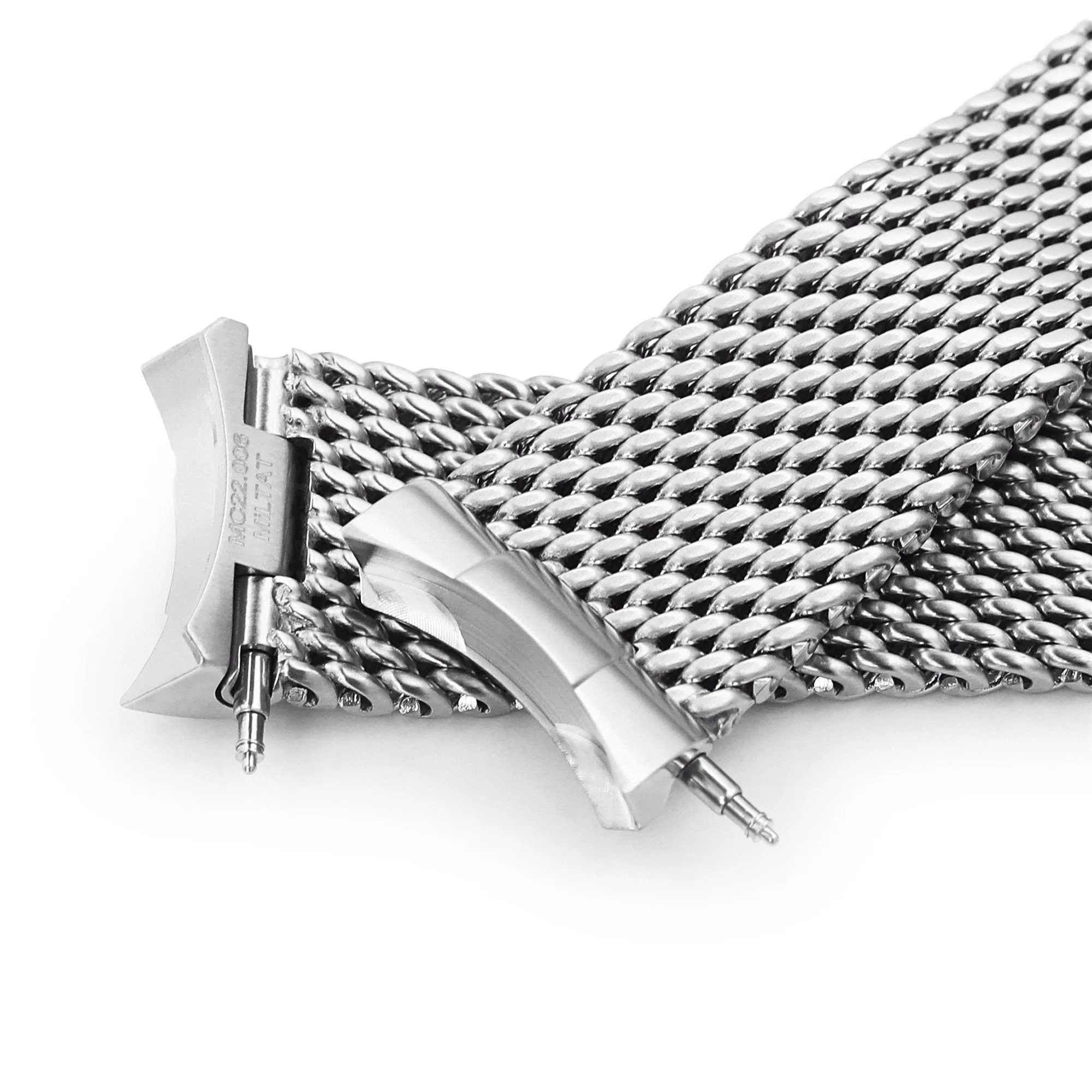 Massy Mesh Watch Band compatible with Seiko 5, V-Clasp, Brushed