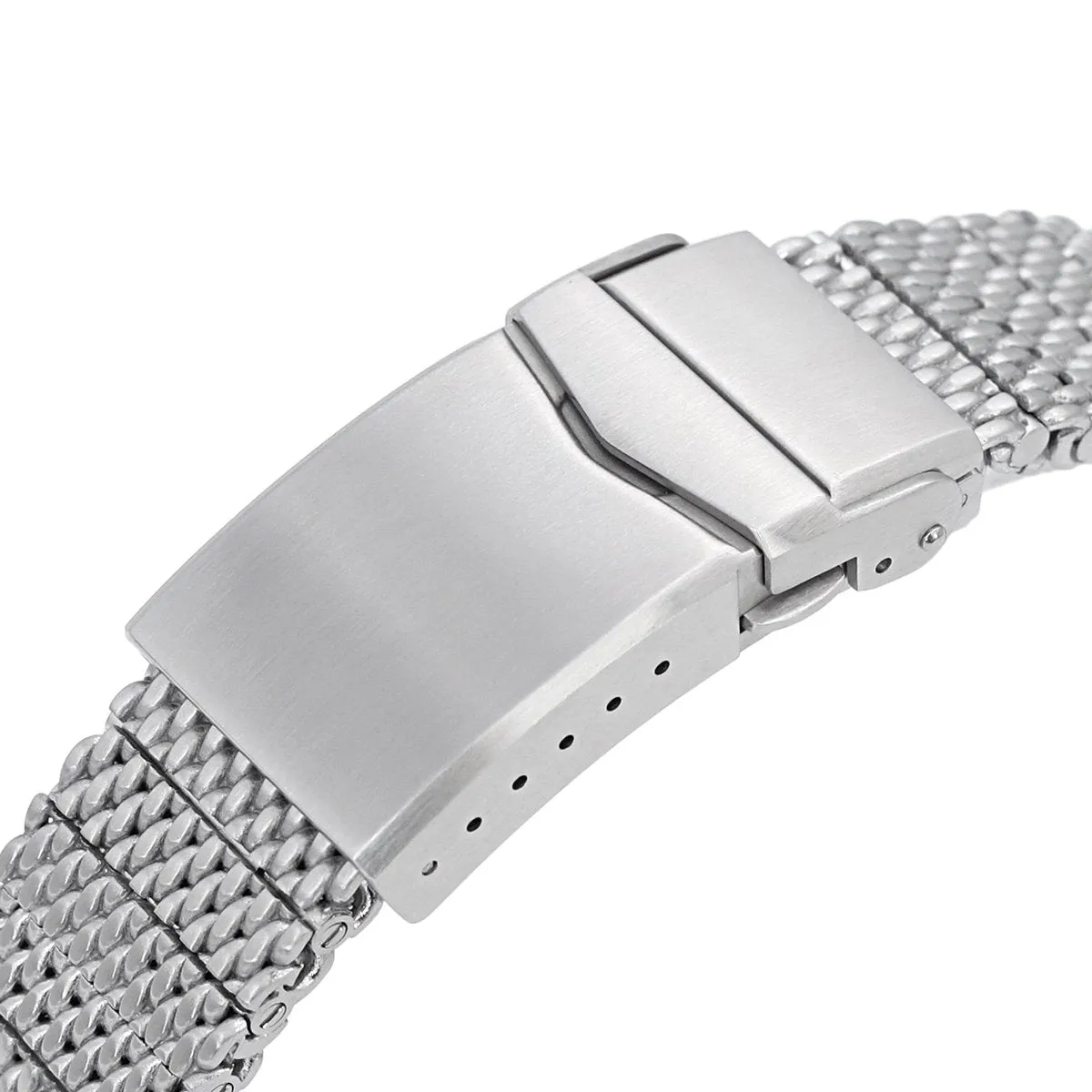 Massy Mesh Watch Band compatible with Seiko 5, V-Clasp, Brushed