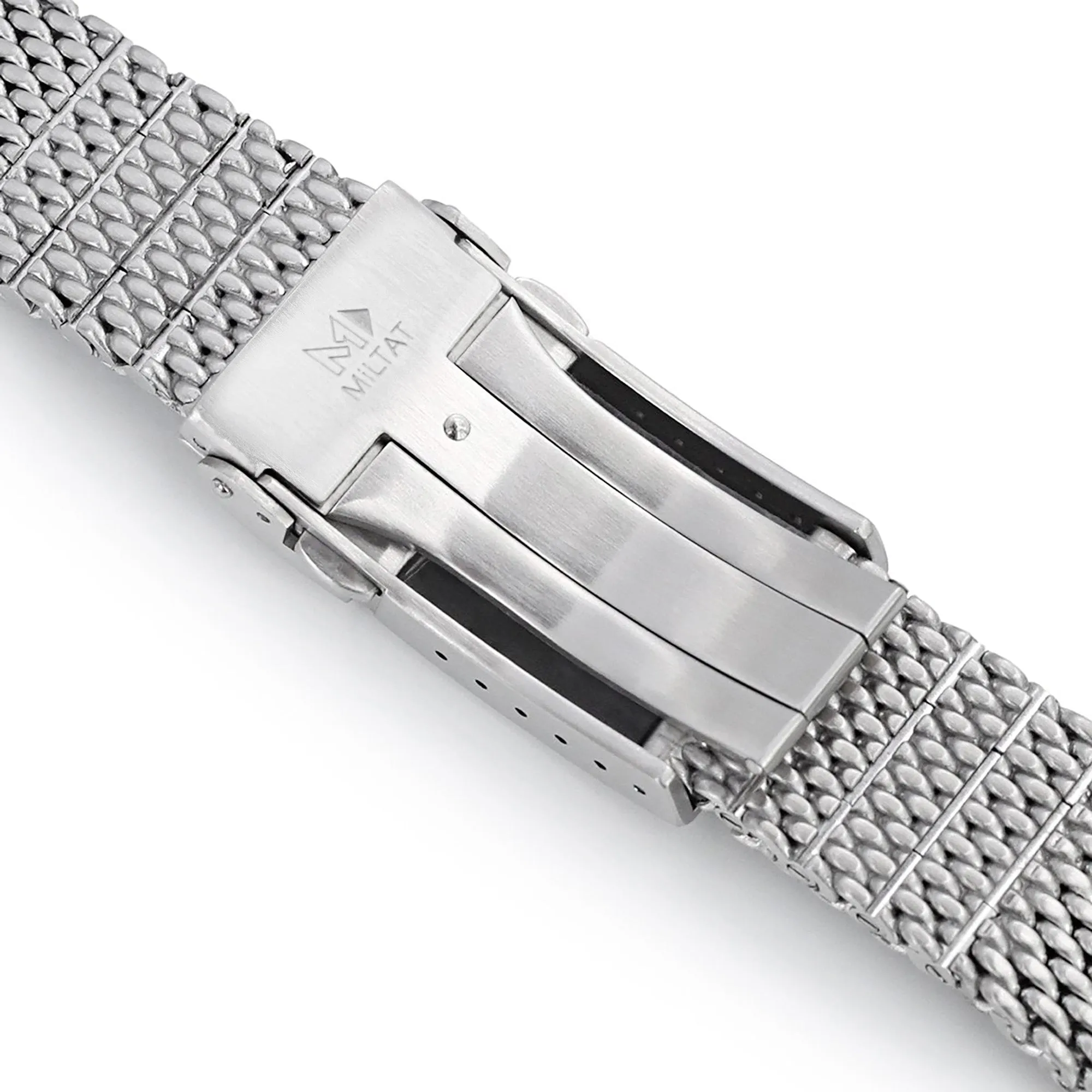 Massy Mesh Watch Band compatible with Seiko 5, V-Clasp, Brushed