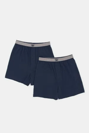 Men Navy Loose Knit Boxer (Pack of 2)