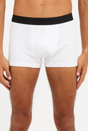 Men White Solid Boxer Brief