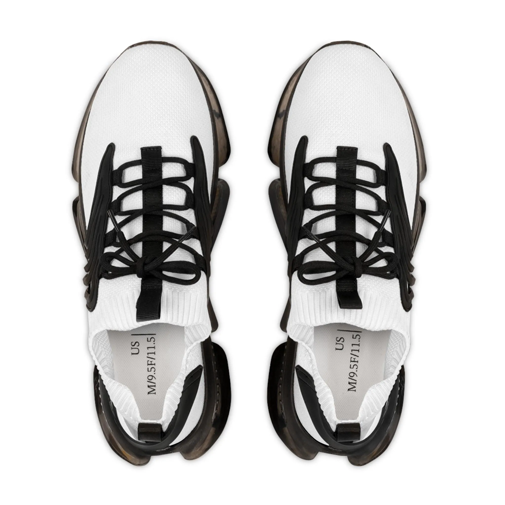 Men's Mesh Sneakers - White with Black Soles