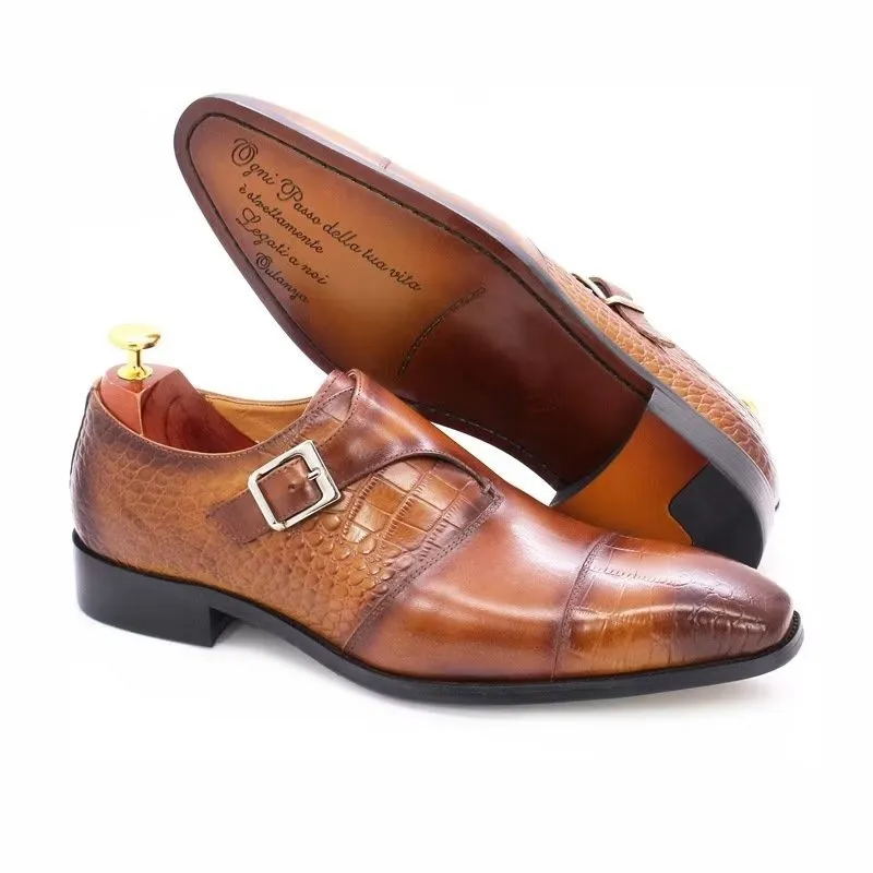 Modish CrocLuxe Crocodile Pattern Monkstrap Dress Shoes