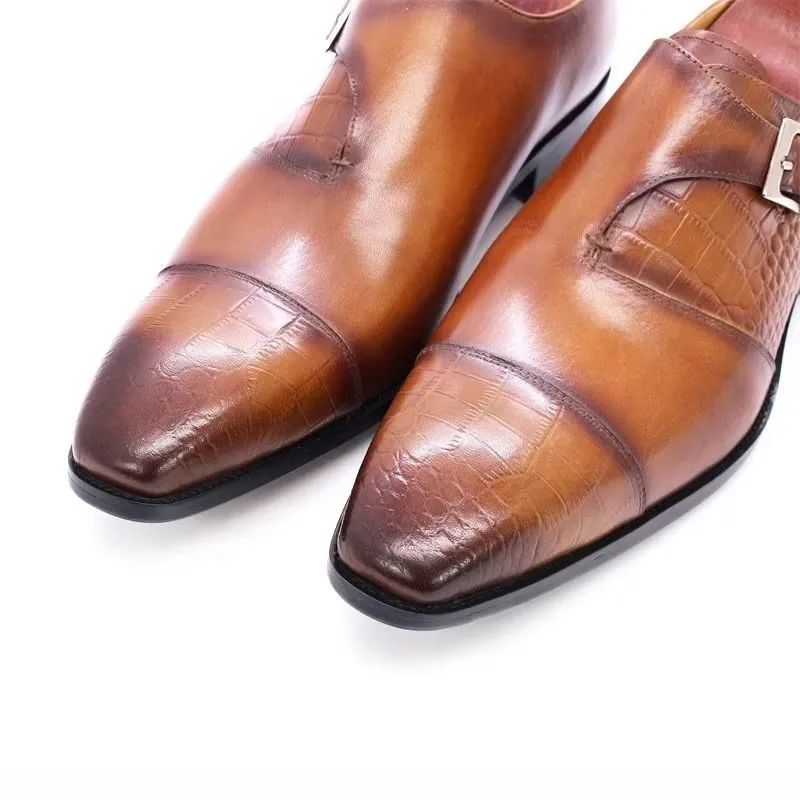 Modish CrocLuxe Crocodile Pattern Monkstrap Dress Shoes