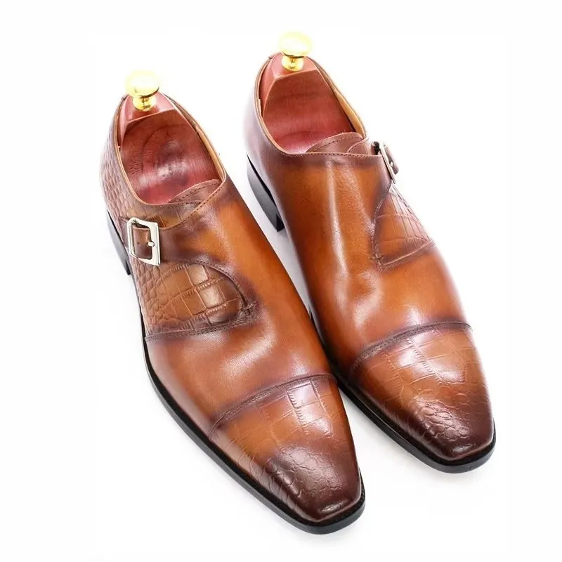 Modish CrocLuxe Crocodile Pattern Monkstrap Dress Shoes