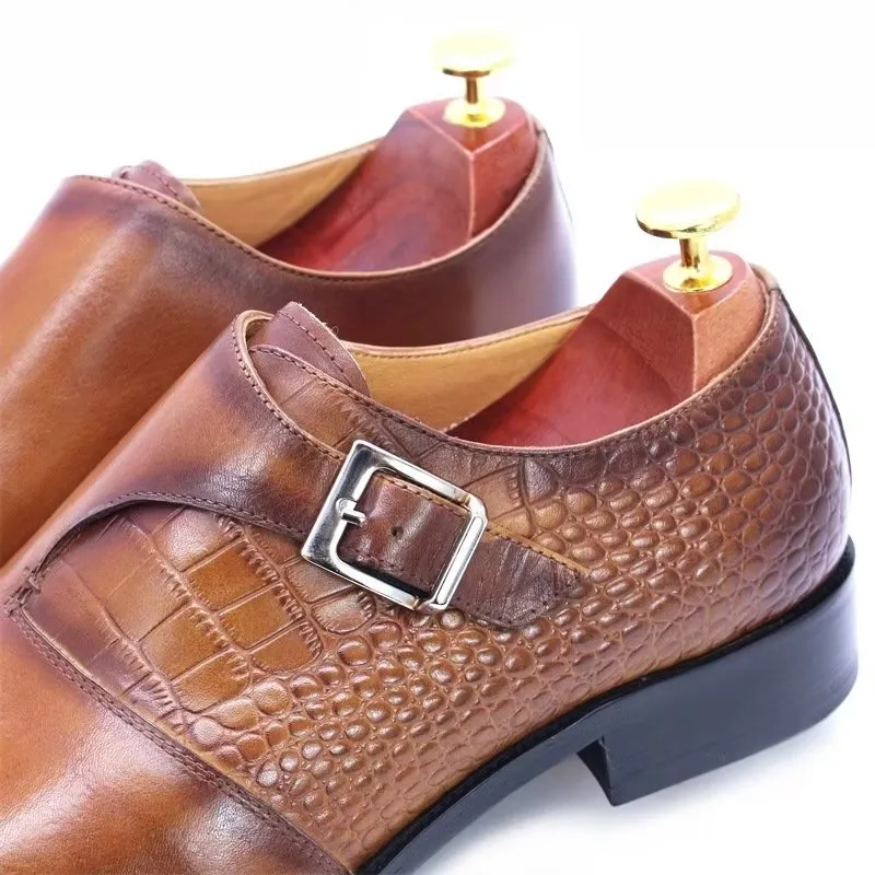 Modish CrocLuxe Crocodile Pattern Monkstrap Dress Shoes