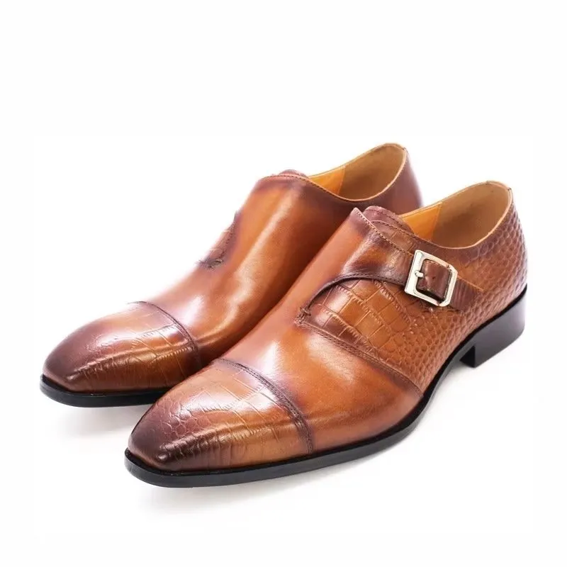 Modish CrocLuxe Crocodile Pattern Monkstrap Dress Shoes