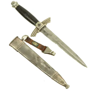 Original WWII German Early Service worn NSFK Glider Pilot's Dagger with Scabbard by Gebrüder Heller