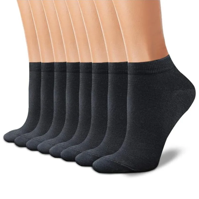 Pack Of 8 Non Slip Cotton Low Cut Casual Socks For Women