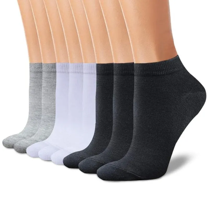 Pack Of 8 Non Slip Cotton Low Cut Casual Socks For Women