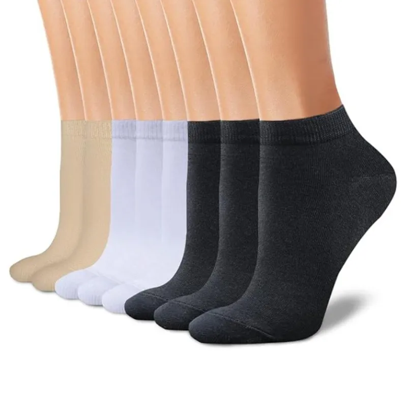 Pack Of 8 Non Slip Cotton Low Cut Casual Socks For Women