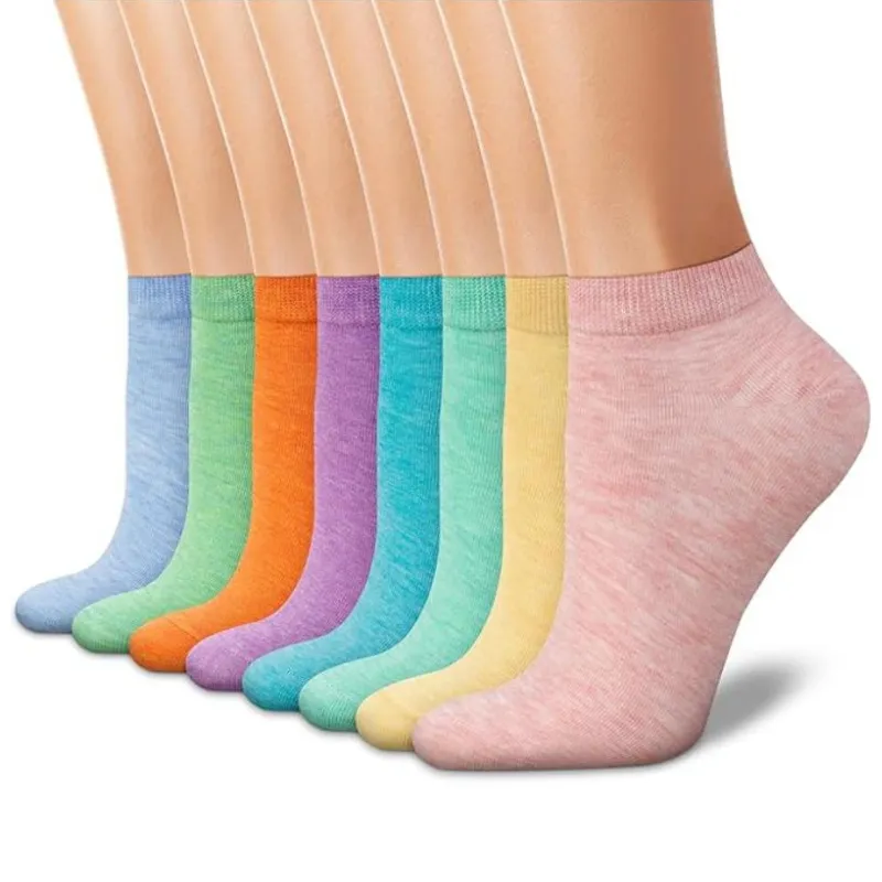 Pack Of 8 Non Slip Cotton Low Cut Casual Socks For Women