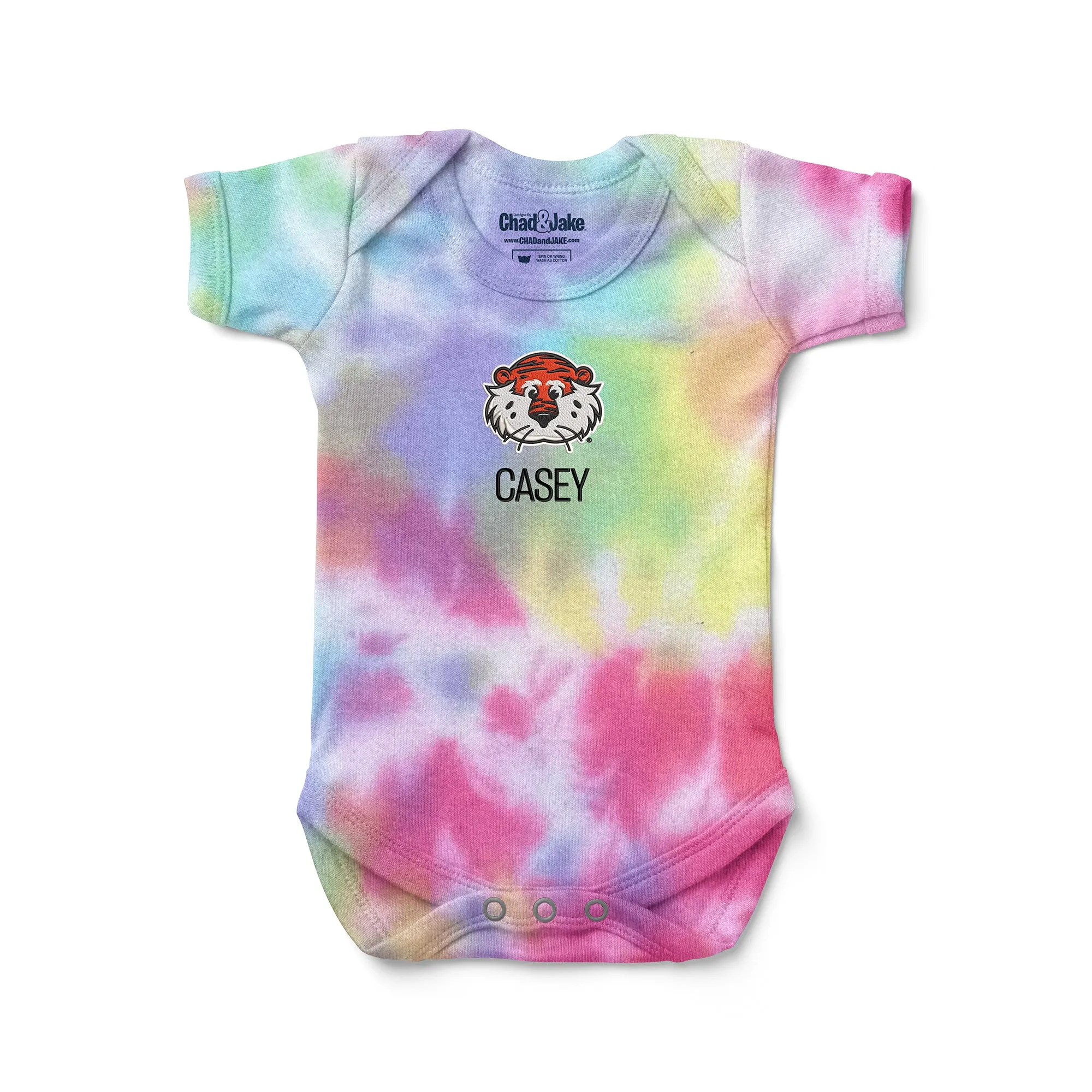 Personalized Auburn Tigers Aubie Tie Dye Bodysuit