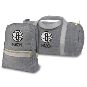 Personalized Brooklyn Nets Small Backpack & Duffel Set