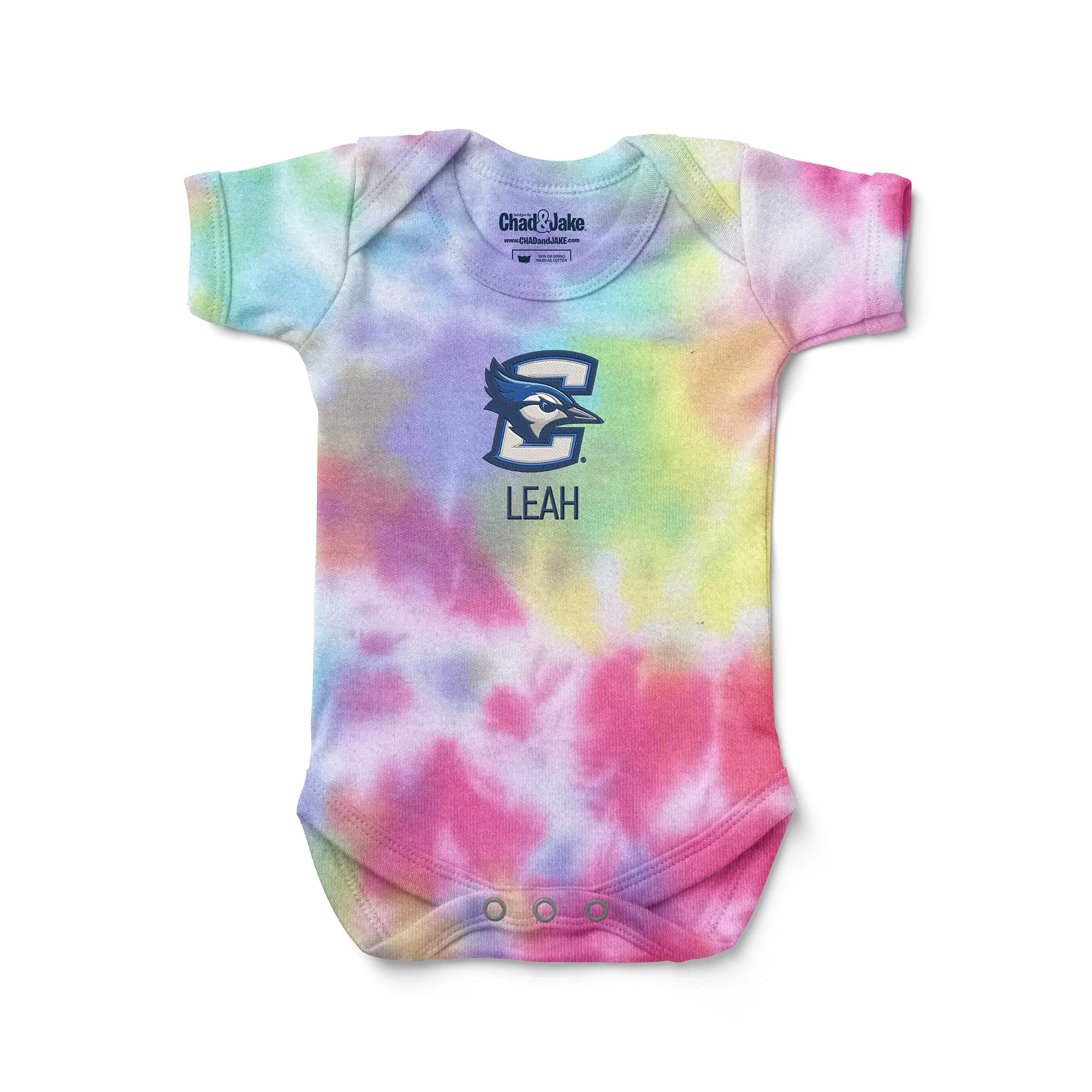 Personalized Creighton Bluejays Tie Dye Bodysuit