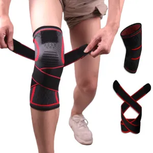 Pressurized Tape Knit Sports Knee Pad, Specification: M (Red)