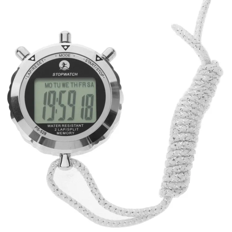 PS528 Metal Stopwatch Professional Chronograph Handheld Digital LCD Sports Counter Timer with Strap