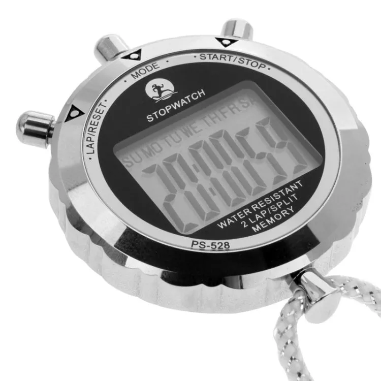 PS528 Metal Stopwatch Professional Chronograph Handheld Digital LCD Sports Counter Timer with Strap