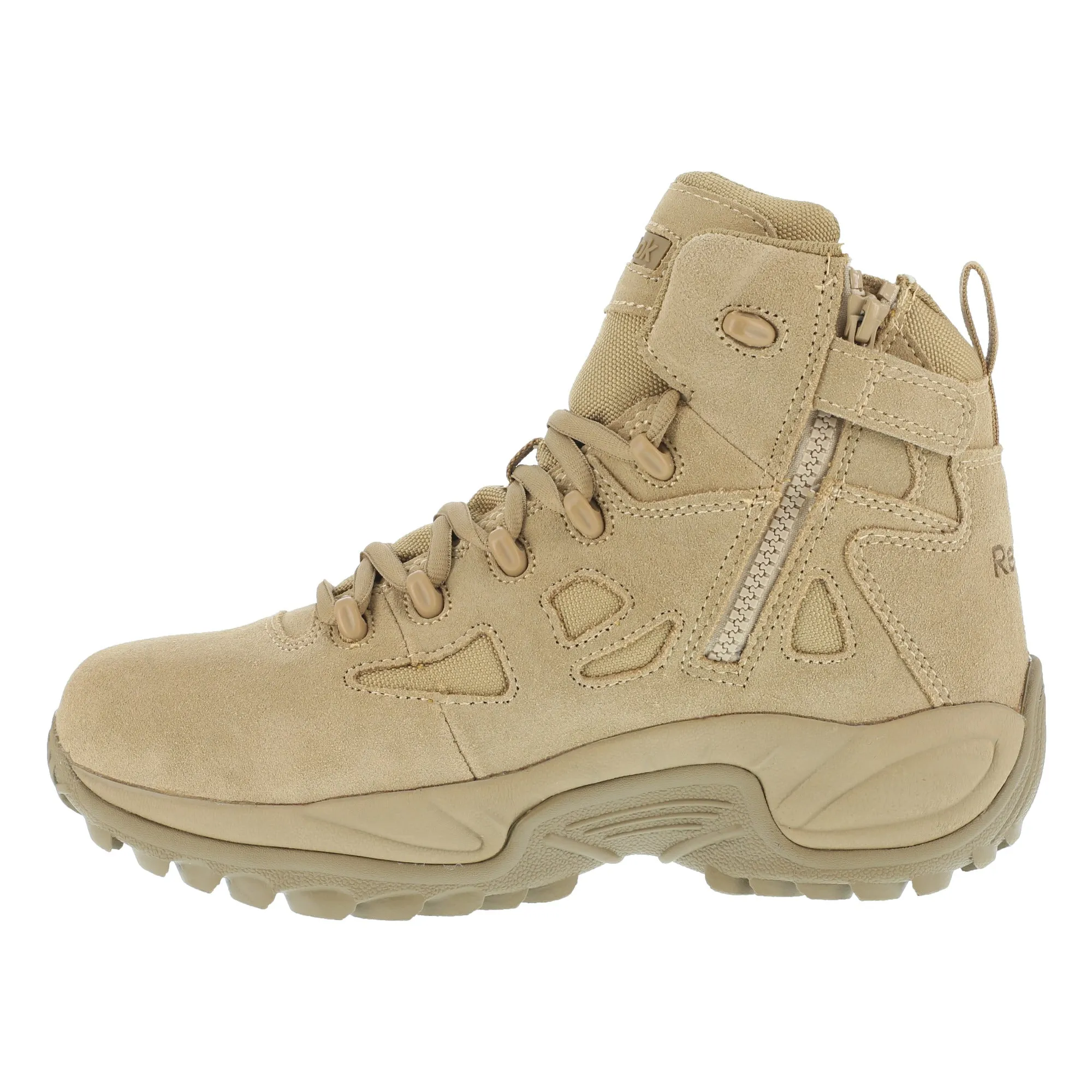 Reebok Mens Desert Tan Leather Military Boots Rapid Response Zip 6in