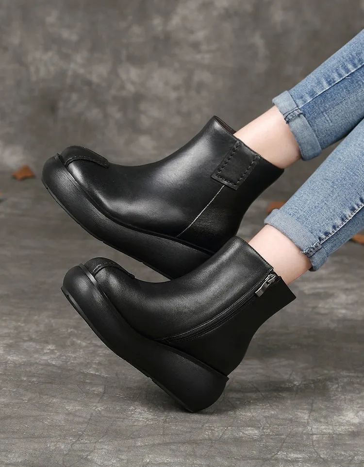 Round Head Handmade Retro Comfortable Wedge Boots