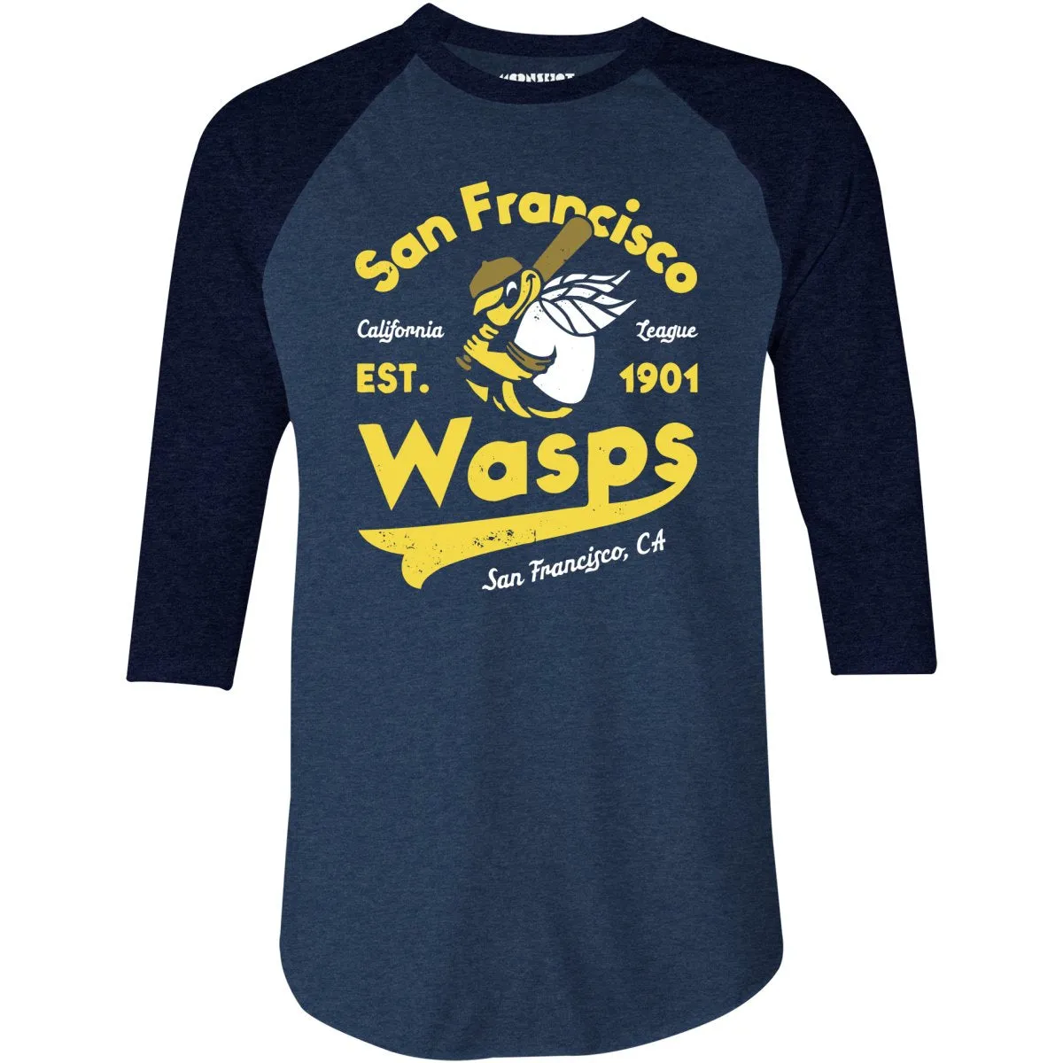 San Francisco Wasps - California - Vintage Defunct Baseball Teams - 3/4 Sleeve Raglan T-Shirt