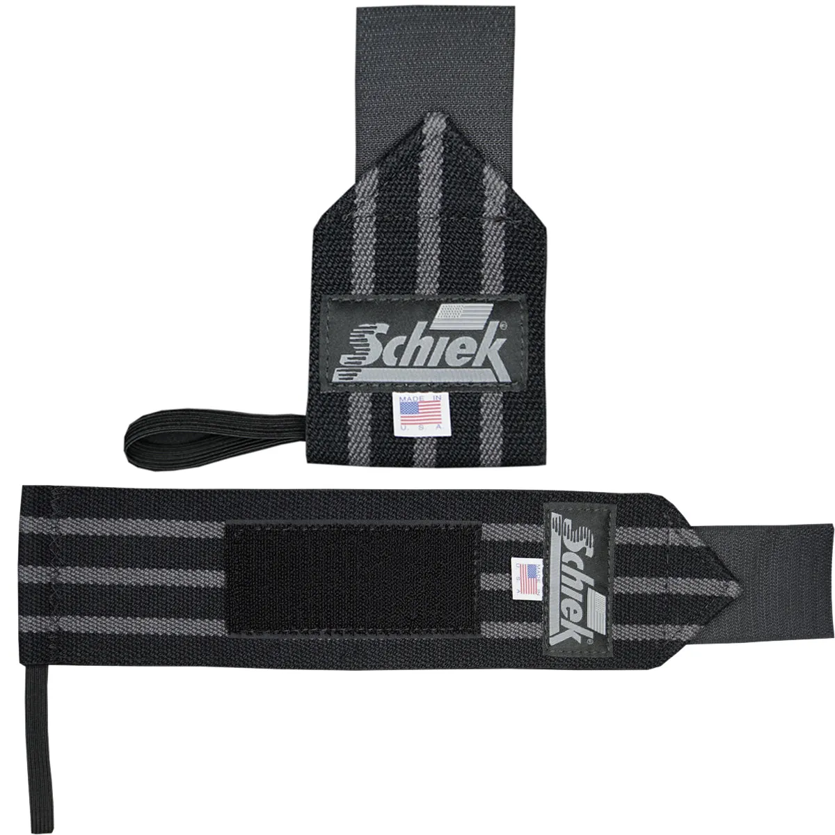 Schiek Sports Black Out Heavyweight Cotton Elastic Wrist Wraps - Black/Silver