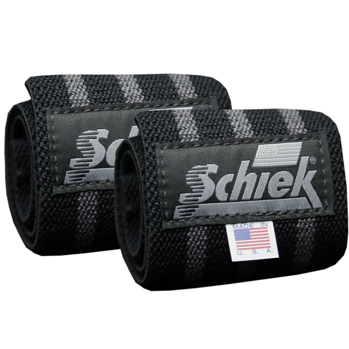 Schiek Sports Black Out Heavyweight Cotton Elastic Wrist Wraps - Black/Silver