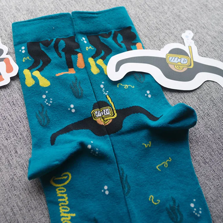 Scuba Diving Printed Crew Length Socks