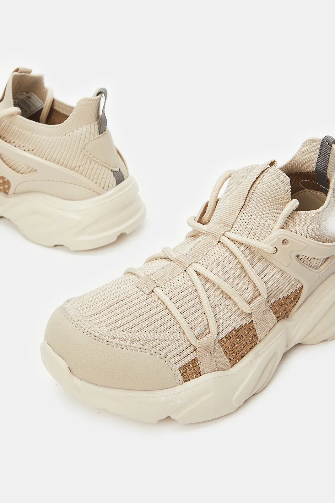 Senior Boys Beige Chunky Trainer